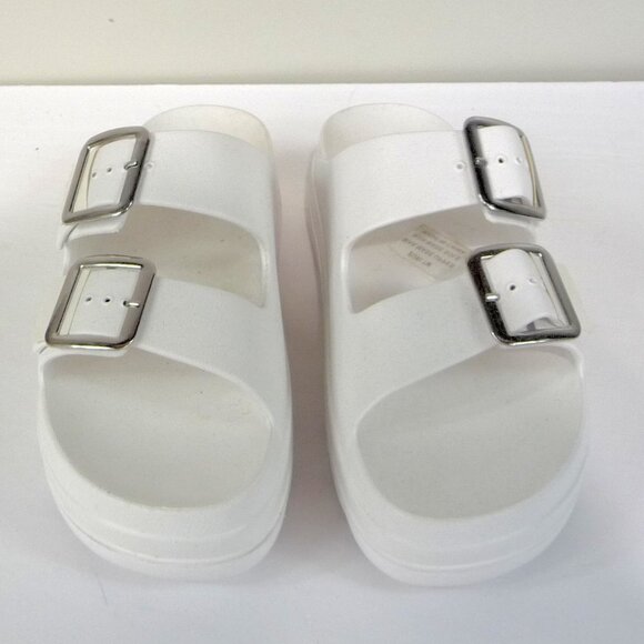 NEW WHITE SLIDE PLATFORM SLIDE SANDALS 7 - Picture 8 of 9